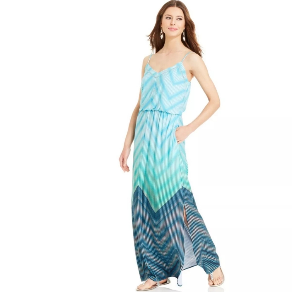 Vince Camuto Blue and Green Maxi Dress